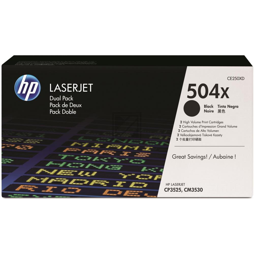 Original HP CE250XD / 504X Toner Schwarz 2er Set