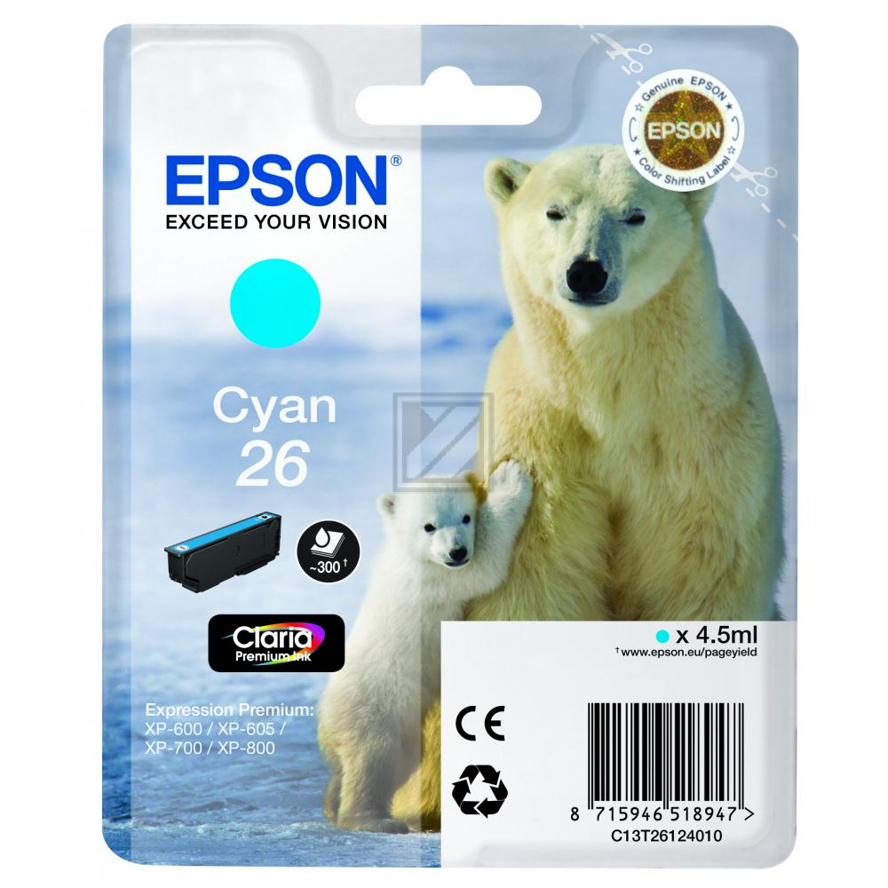 Original Epson C13T26124010 / 26 Tinte Cyan