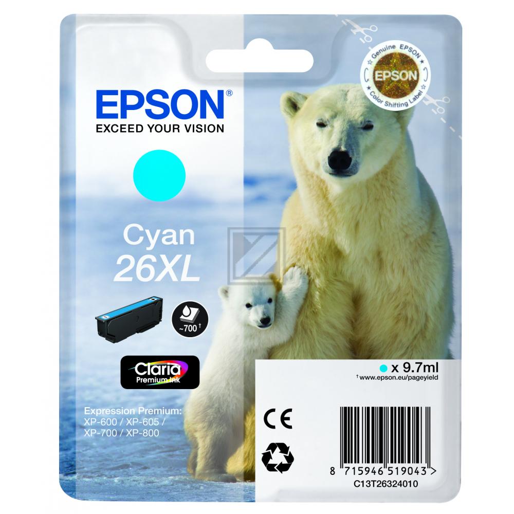 Original Epson C13T26324010 / 26XL Tinte Cyan XL