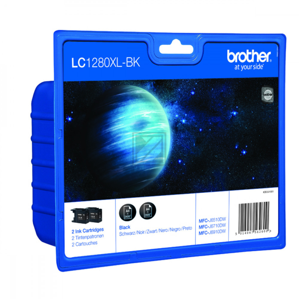 Original Brother LC1280XL-BK Tinte Schwarz XXL 2er Set
