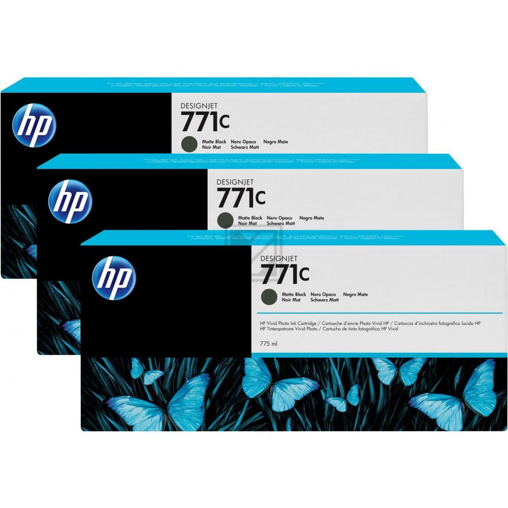 Original HP B6Y31A / 771C Tinte schwarz matt 3er Set