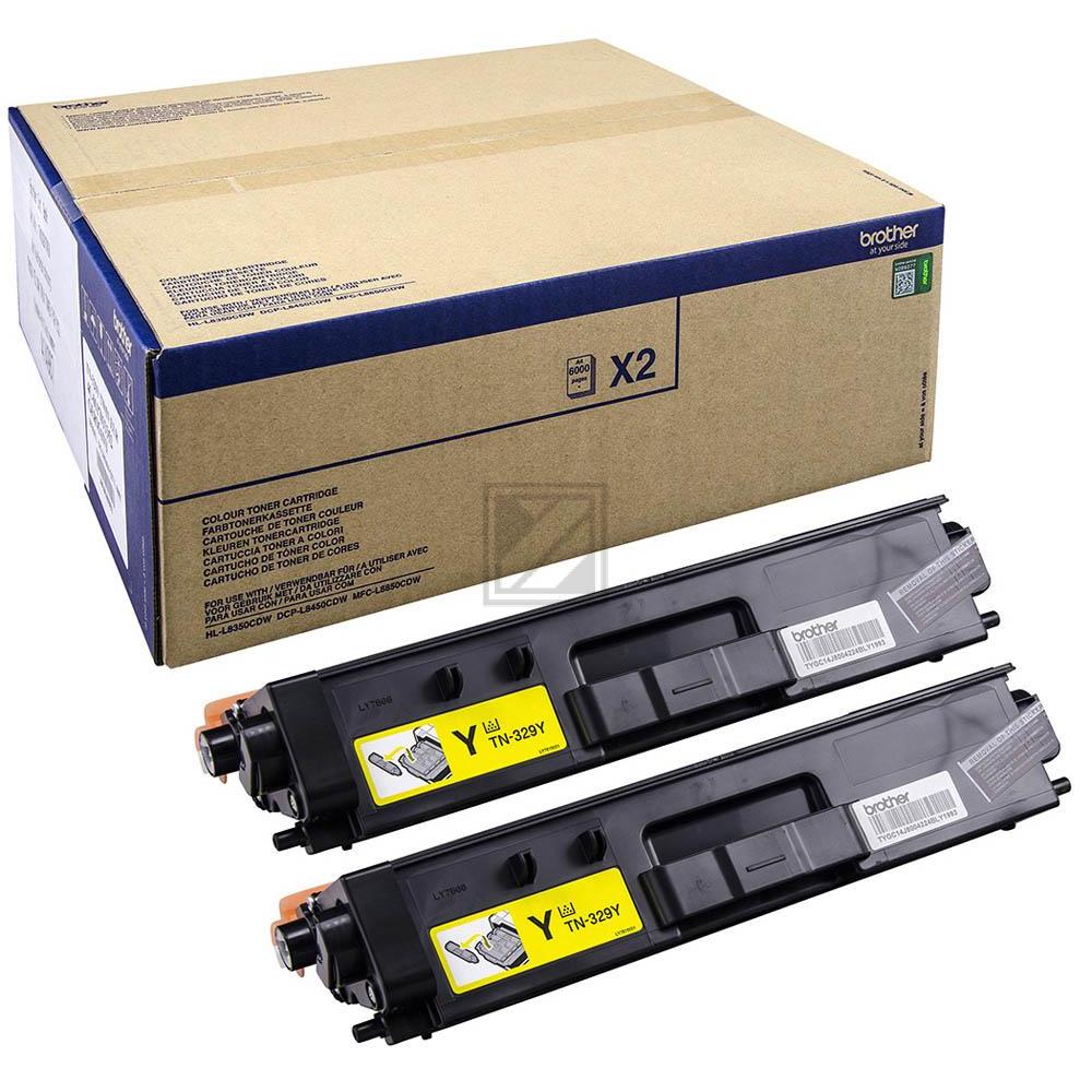 Original Brother TN-329Y 2PK Toner Gelb 2er Set