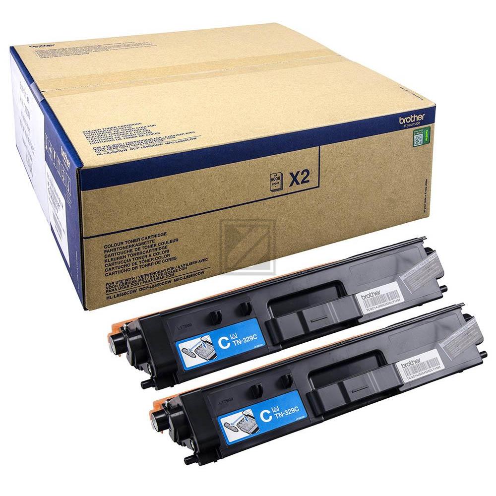 Original Brother TN-329C 2PK Toner Cyan 2er Set