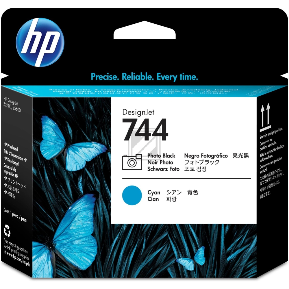 Original HP F9J86A / 744 Tinte Schwarz, Cyan