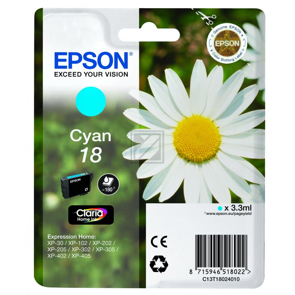 Original Epson C13T18024012 / 18 Tinte Cyan
