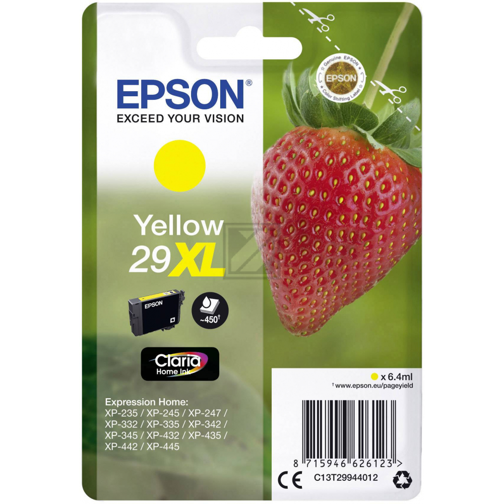Original Epson C13T29944012 / 29XL Tinte Gelb XL
