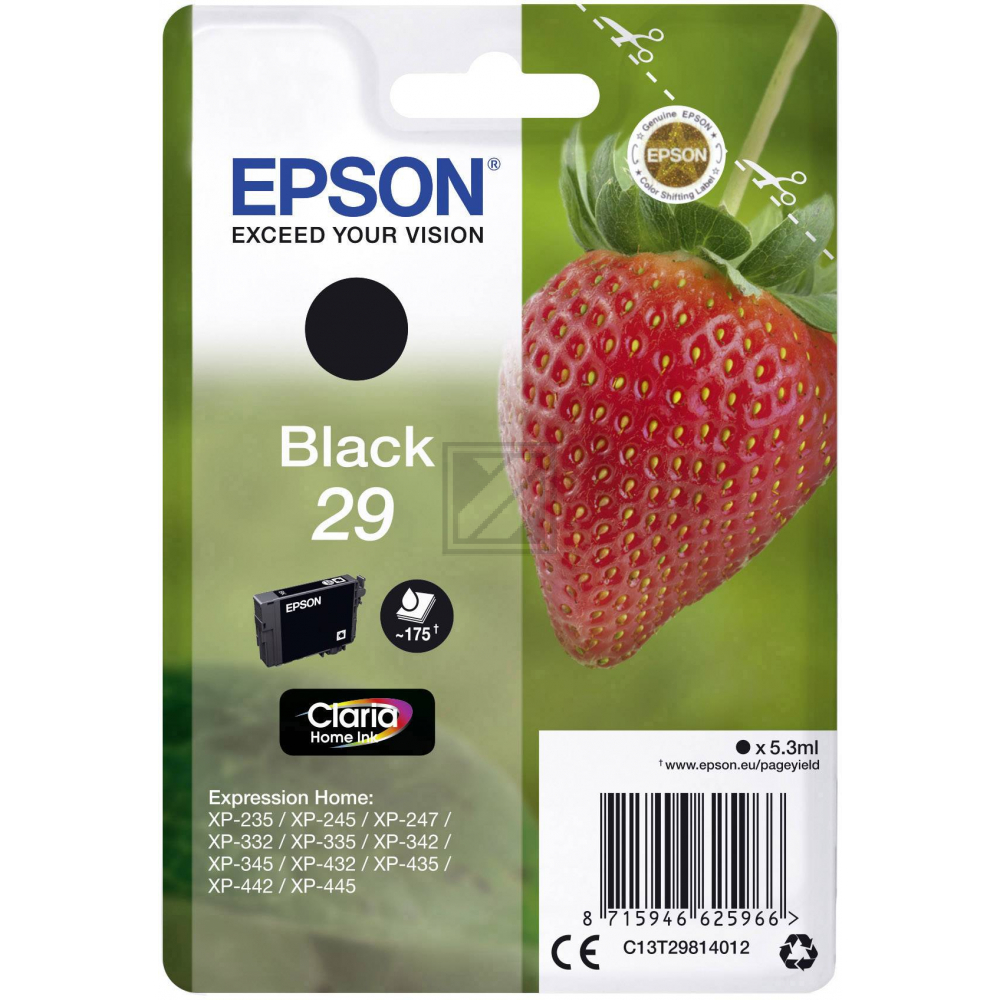 Original Epson C13T29814012 / 29 Tinte Schwarz
