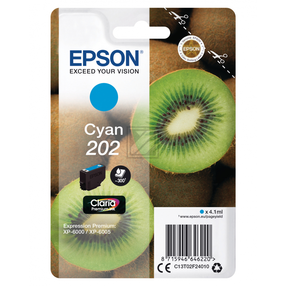 Epson Tintenpatrone cyan SC (C13T02F24010, 202)