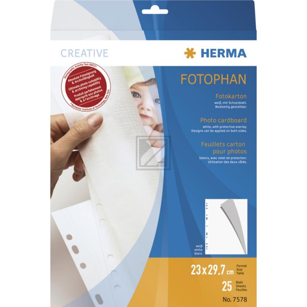 HERMA Fotokarton, 230 x 297 mm, wei, Inhalt: 25 Blatt