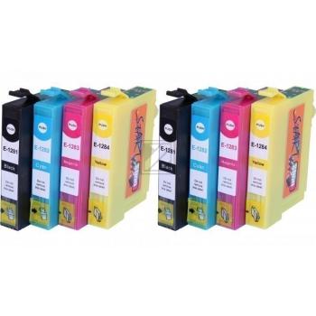 8 Compatible Ink Cartridges to Epson T1281 - T1284  (BK, C, M, Y)
