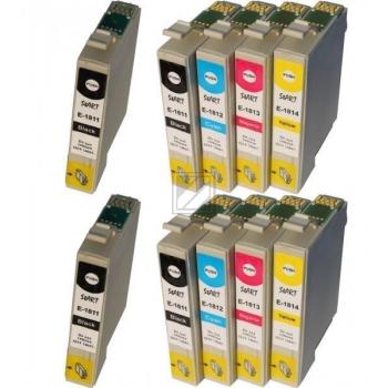 10 Compatible Ink Cartridges to Epson T1811 - T1814  (BK, C, M, Y)