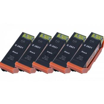5 Compatible Ink Cartridges to Epson T2621 (BK) XL