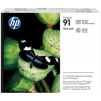 Original HP P2V38A91 / 91 Tinte Schwarz, Grau 3er Set