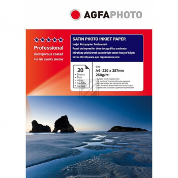 AP26020A4SNEU AP Fotopapier A4 (210x297mm) 20Blatt weiss 260gr Satin