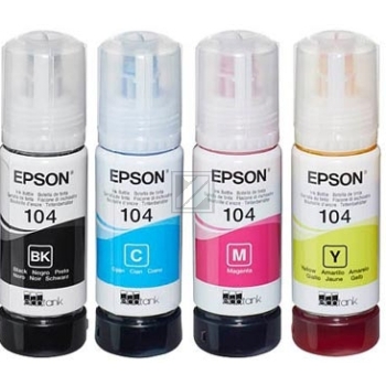 Epson Tintennachfüllfläschchen (ecotank) gelb, magenta, schwarz, cyan (C13T00P640, 104)