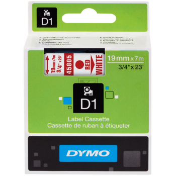 Dymo 45805 / S0720850 D1-Band 19mm rot auf wei