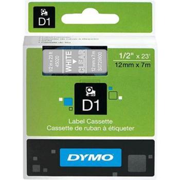 Dymo 45020 / S0720600 D1-Band 12mm weiß auf Transparent
