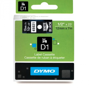 Dymo 45021 / S0720610 D1-Band 12mm weiß auf schwarz