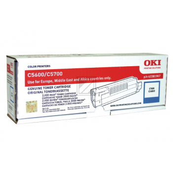 Original OKI 43381907 / C5600 Toner Cyan