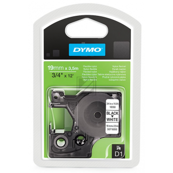 Dymo 16958 / S0718050 D1 Flexibele Nylontape 19mm schwarz auf weiß