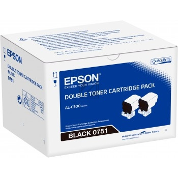 Original Epson C13S050751 / 0751 Toner Schwarz 2er Set