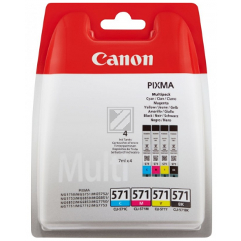 Canon Tintenpatrone gelb, magenta, schwarz, cyan (0386C005, CLI-571BK, CLI-571C, CLI-571M, CLI-571Y)