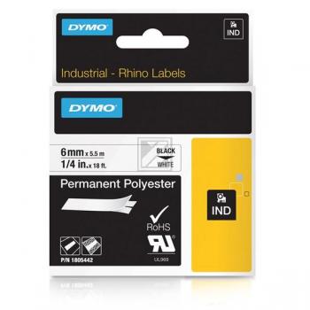 Dymo permanentes Polyesterband 6mm schwarz/wei� (1805442)