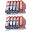 10 Compatible Ink Cartridges to Canon PGI-520 / CLI-521  (BK, PHBK, C, M, Y)